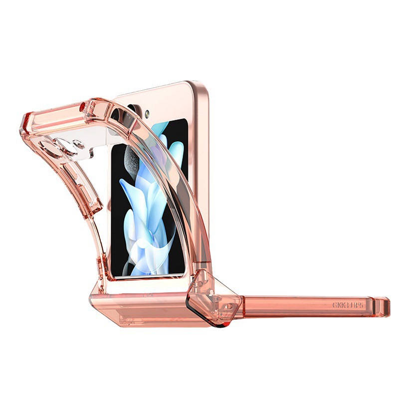 Compatible with Samsung Z Flip 7/6/5 phone cases, 4/3 hinge, airbag, drop-proof, transparent folding screen protective case