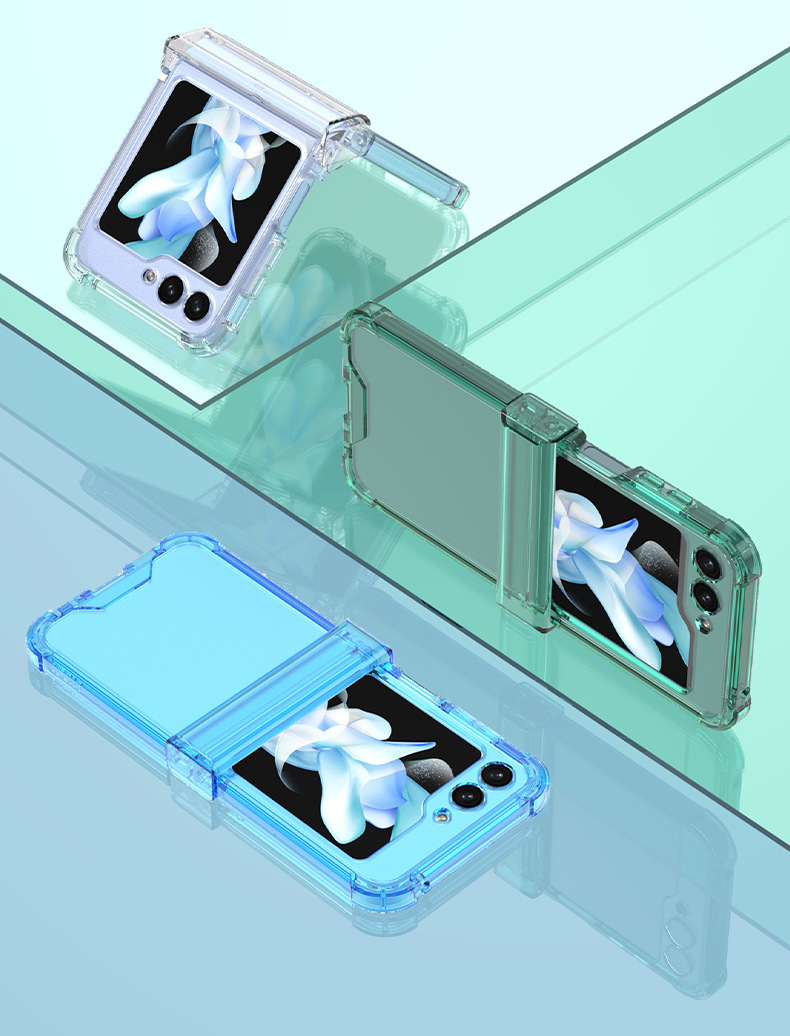 Compatible with Samsung Z Flip 7/6/5 phone cases, 4/3 hinge, airbag, drop-proof, transparent folding screen protective case