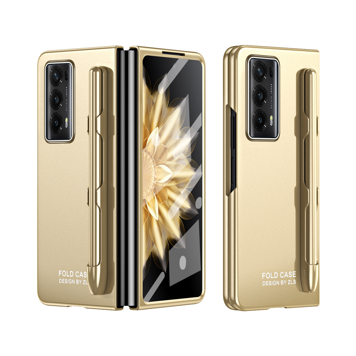 Suitable for Honor Magic V2 folding phone case, ultra-thin case film, solid color business anti-drop protective case with pen slot and pen.