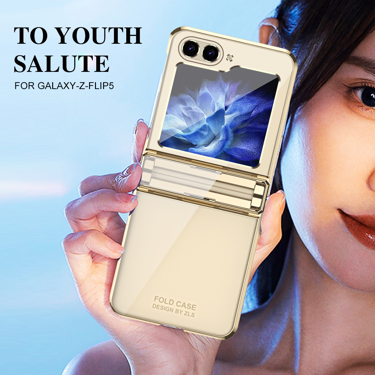 Compatible with Samsung Z Flip 7/6/5 phone cases, 4/3 folding screen electroplated transparent integrated hinge drop-proof protective cases