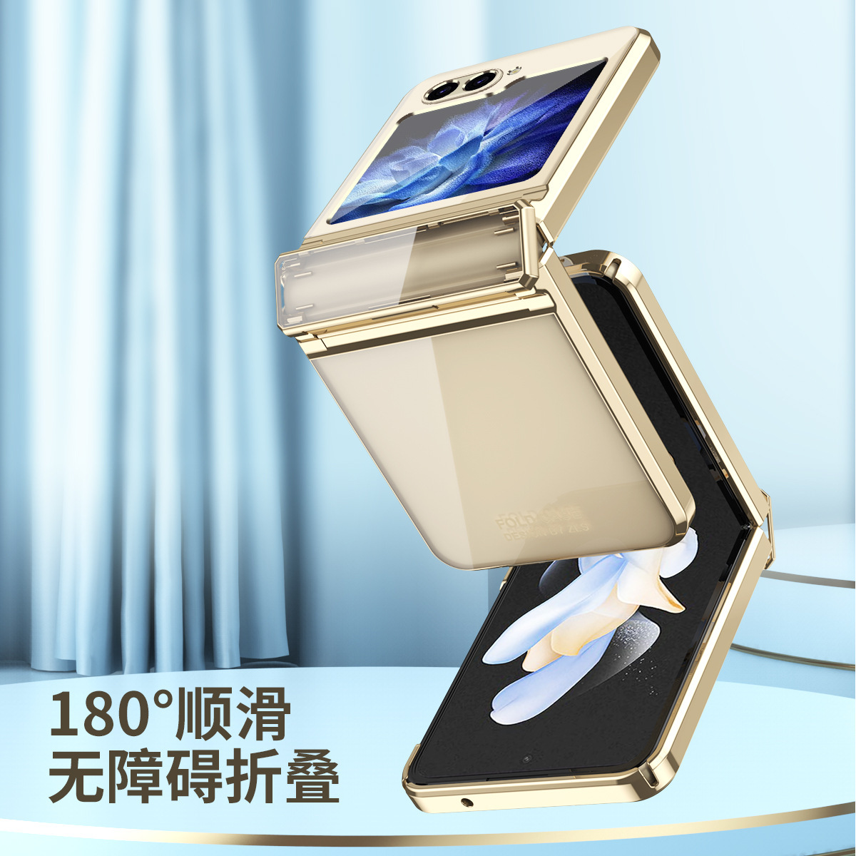 Compatible with Samsung Z Flip 7/6/5 phone cases, 4/3 folding screen electroplated transparent integrated hinge drop-proof protective cases