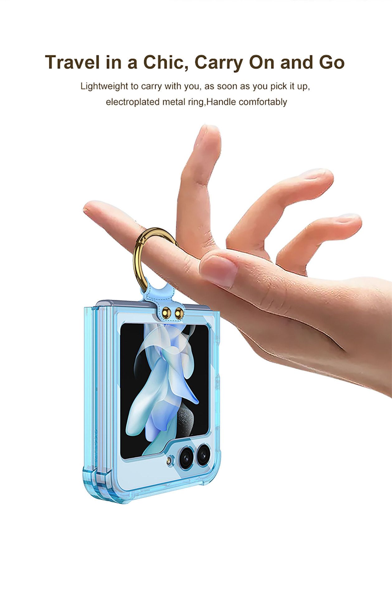 Compatible with Samsung Z Flip 5/6/7 phone cases, wireless charging, transparent airbag ring, foldable screen, drop-proof protective case.