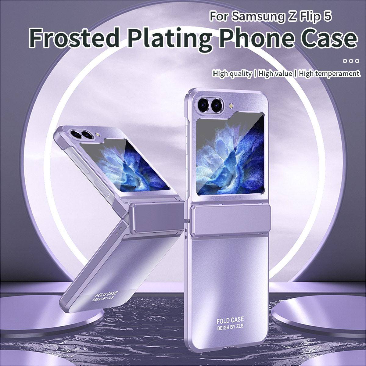 Compatible with Samsung Z Flip 7/6/5 phone case, foldable screen, 4/3 solid color electroplated flat hinge, drop-proof protective case