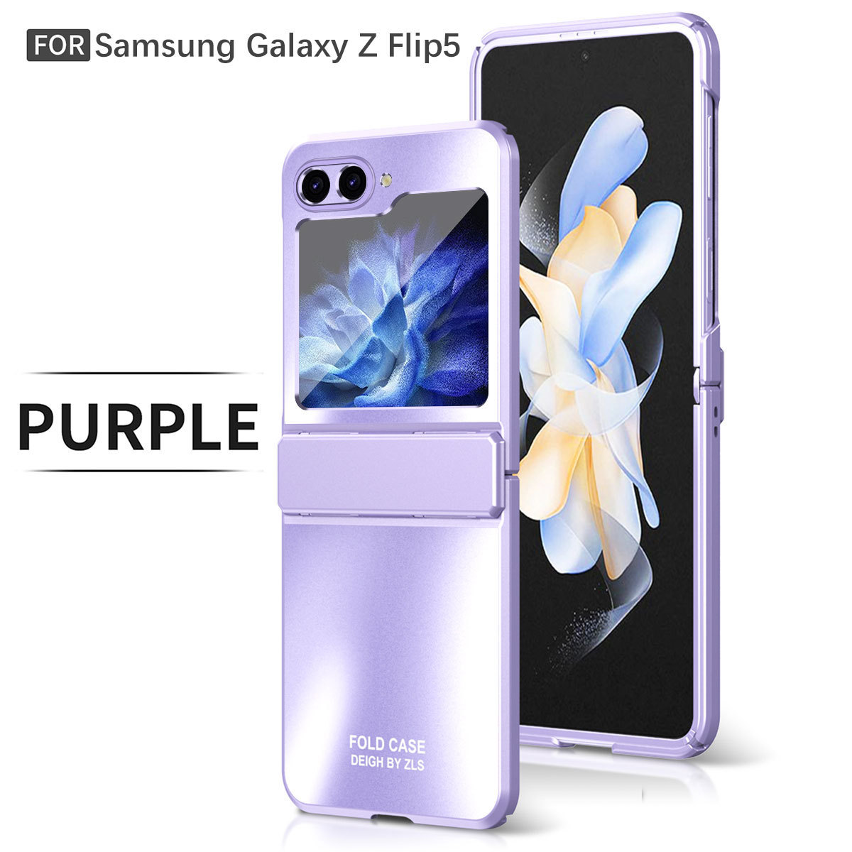 Compatible with Samsung Z Flip 7/6/5 phone case, foldable screen, 4/3 solid color electroplated flat hinge, drop-proof protective case