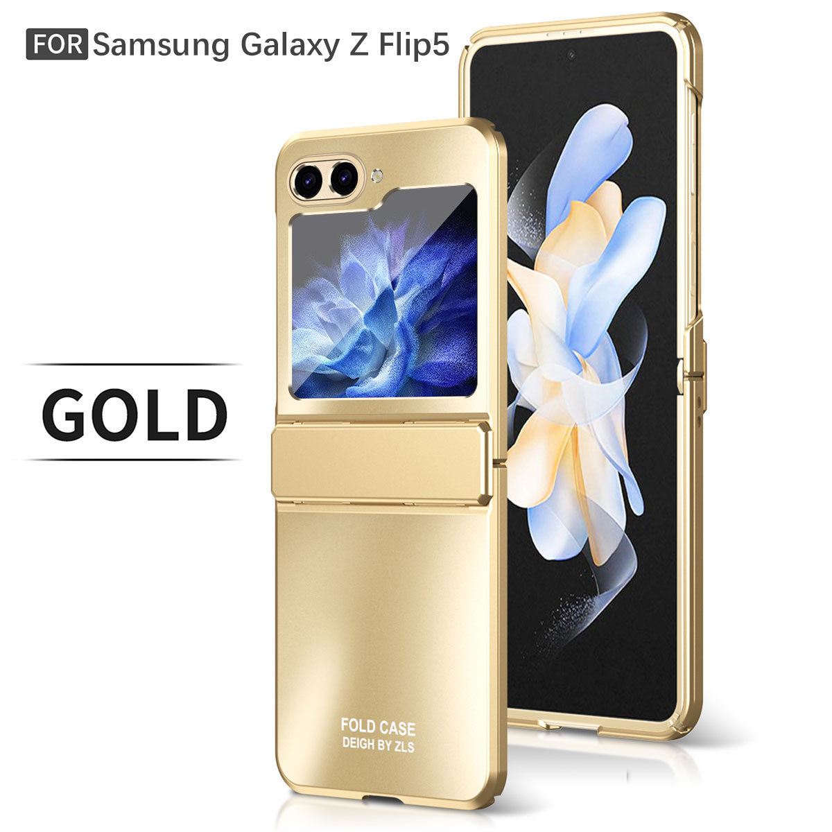 Compatible with Samsung Z Flip 7/6/5 phone case, foldable screen, 4/3 solid color electroplated flat hinge, drop-proof protective case