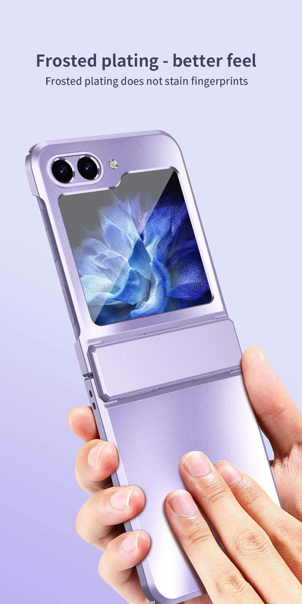 Compatible with Samsung Z Flip 7/6/5 phone case, foldable screen, 4/3 solid color electroplated flat hinge, drop-proof protective case