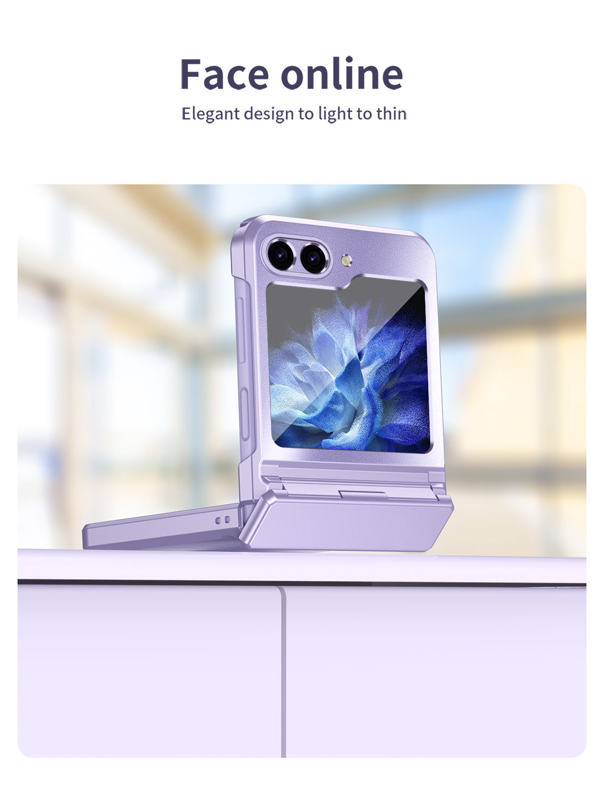 Compatible with Samsung Z Flip 7/6/5 phone case, foldable screen, 4/3 solid color electroplated flat hinge, drop-proof protective case