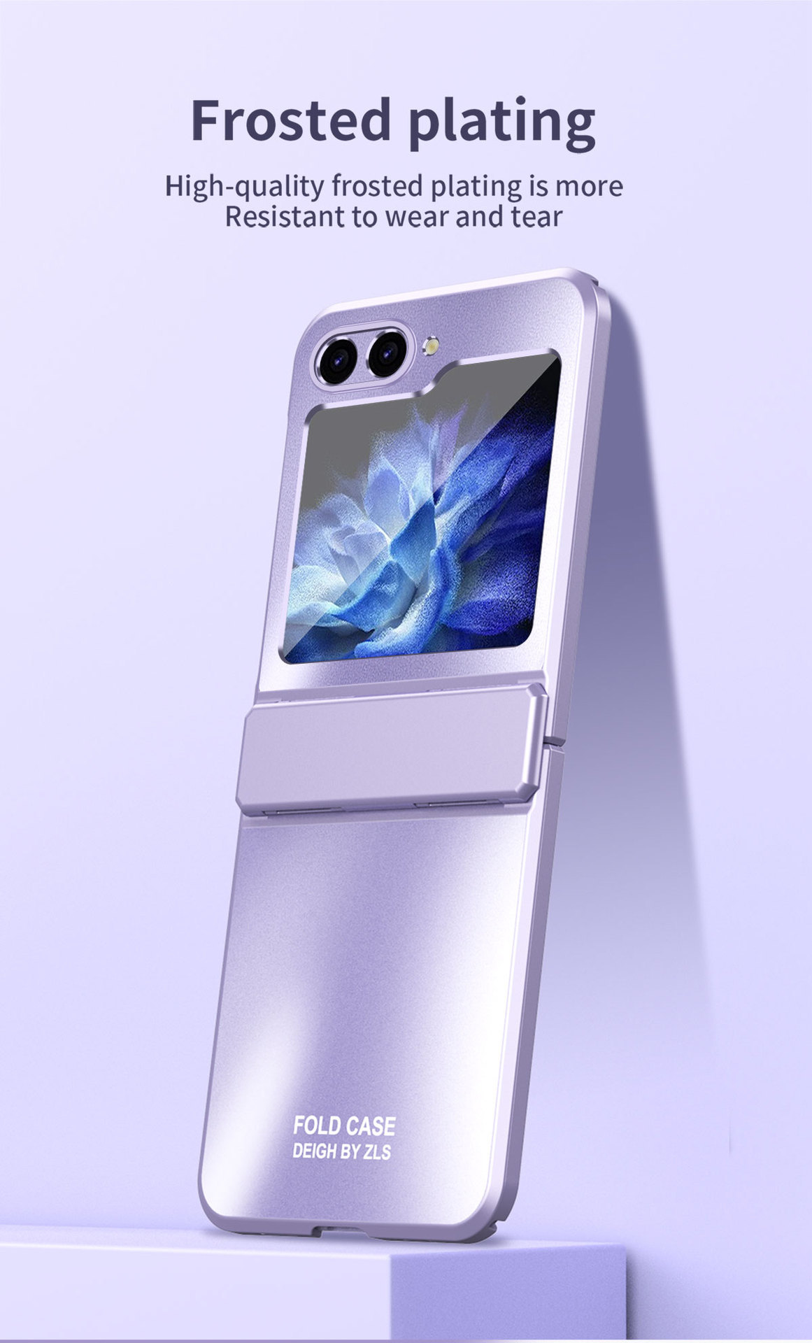 Compatible with Samsung Z Flip 7/6/5 phone case, foldable screen, 4/3 solid color electroplated flat hinge, drop-proof protective case