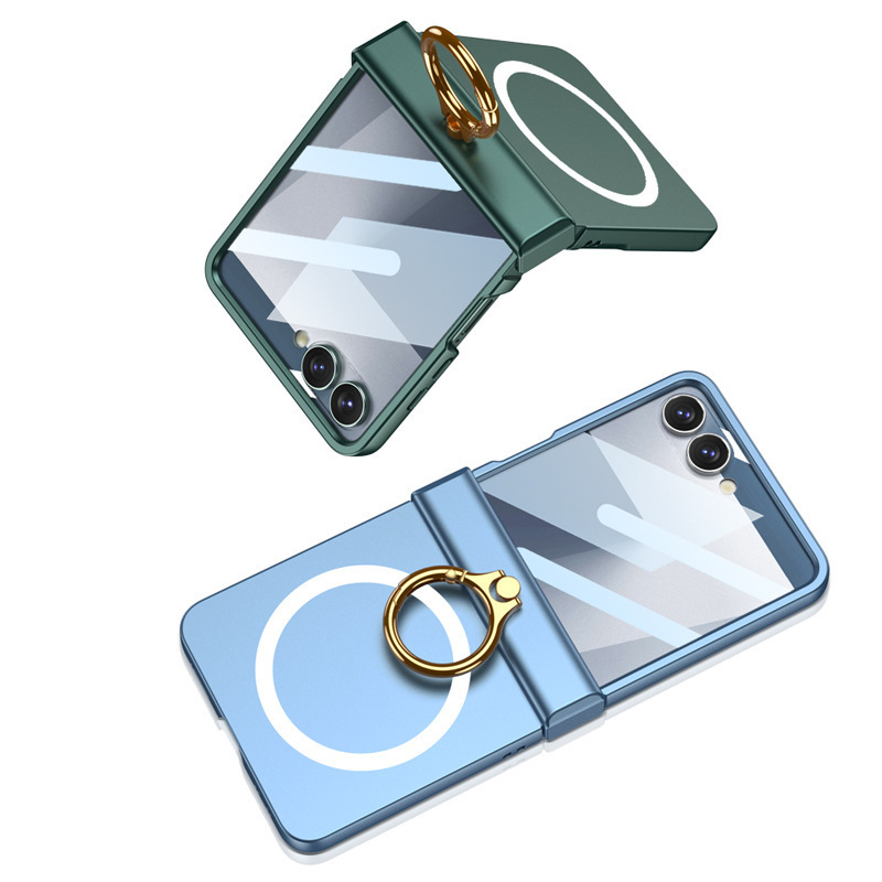 Compatible with Samsung Z Flip8 phone case, 7/6 wireless charging, magnetic swivel hinge, ring case, full-coverage folding protective case.