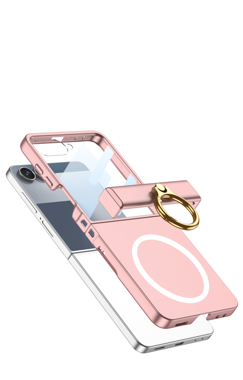 Compatible with Samsung Z Flip8 phone case, 7/6 wireless charging, magnetic swivel hinge, ring case, full-coverage folding protective case.