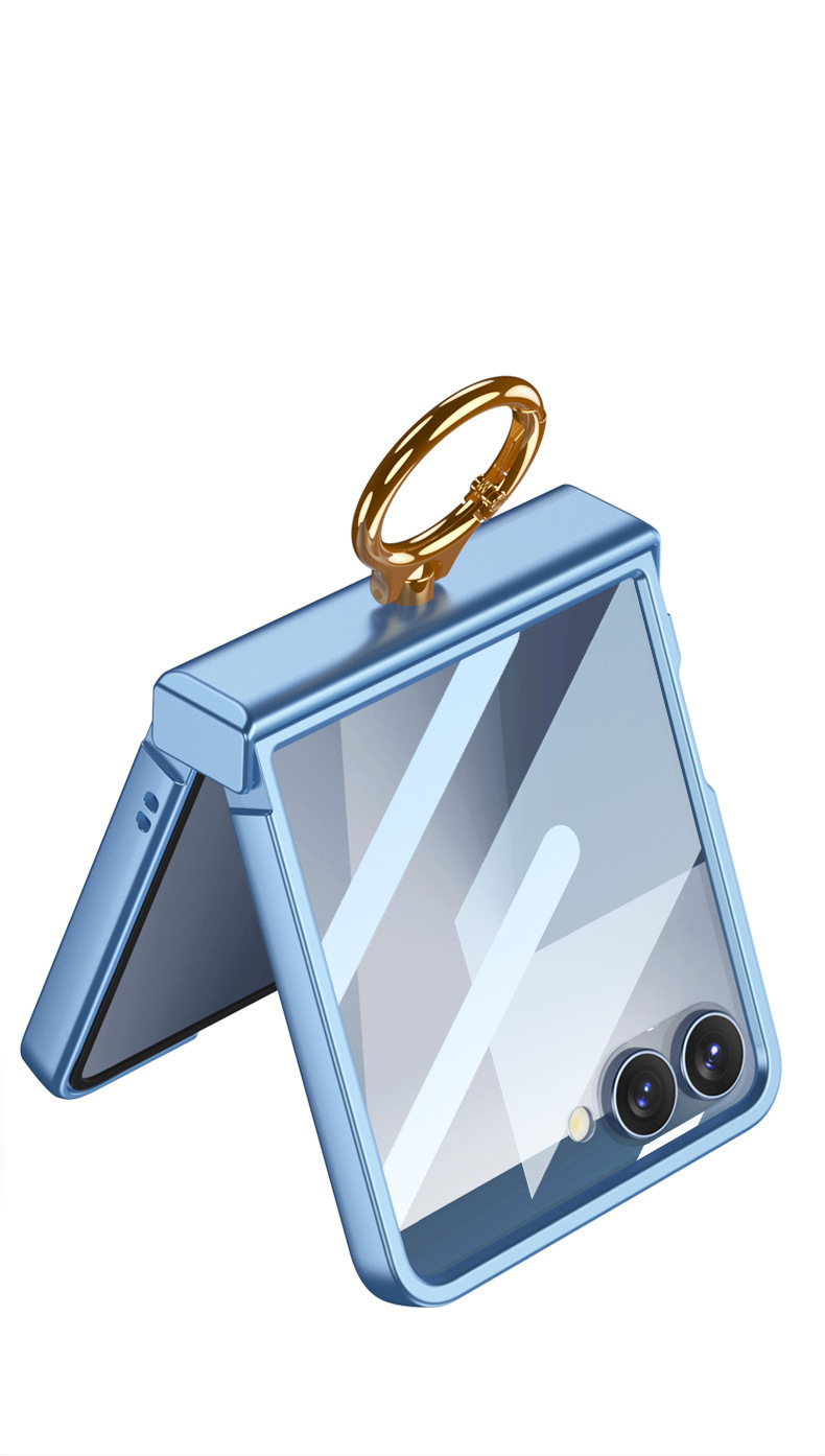 Compatible with Samsung Z Flip8 phone case, 7/6 wireless charging, magnetic swivel hinge, ring case, full-coverage folding protective case.