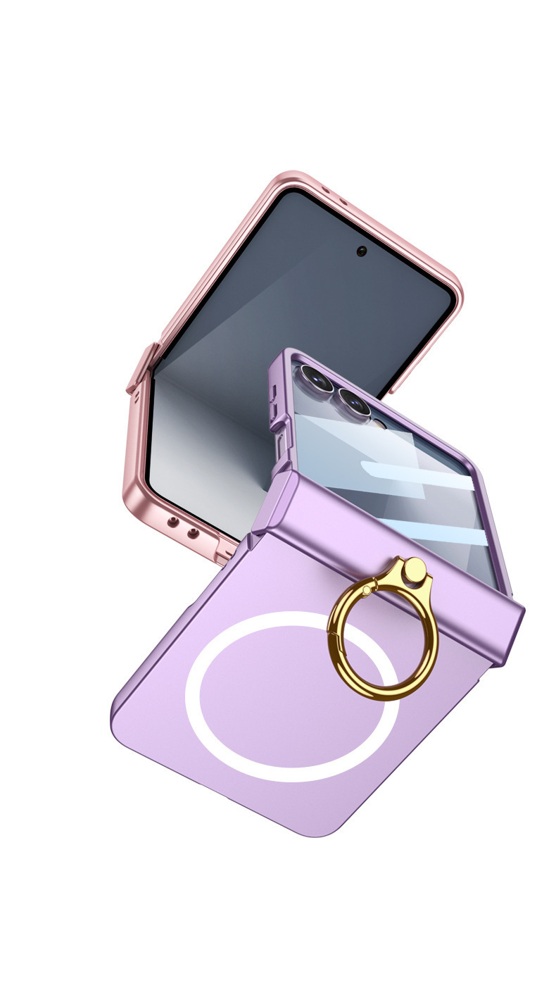Compatible with Samsung Z Flip8 phone case, 7/6 wireless charging, magnetic swivel hinge, ring case, full-coverage folding protective case.