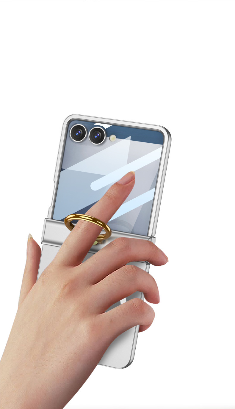 Compatible with Samsung Z Flip8 phone case, 7/6 wireless charging, magnetic swivel hinge, ring case, full-coverage folding protective case.