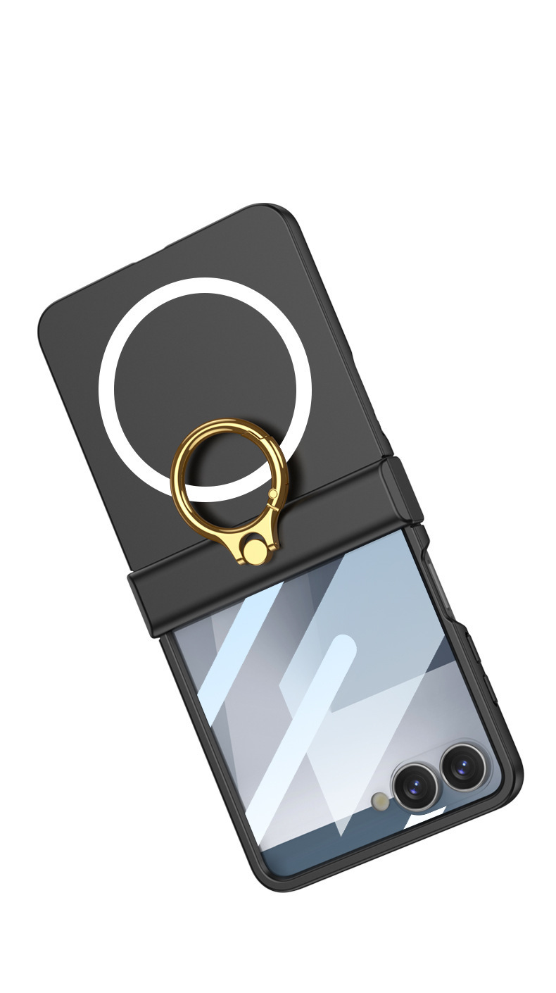Compatible with Samsung Z Flip8 phone case, 7/6 wireless charging, magnetic swivel hinge, ring case, full-coverage folding protective case.