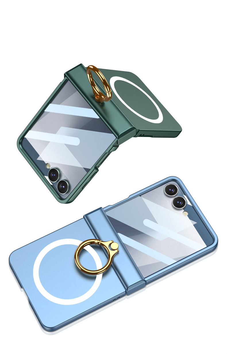 Compatible with Samsung Z Flip8 phone case, 7/6 wireless charging, magnetic swivel hinge, ring case, full-coverage folding protective case.