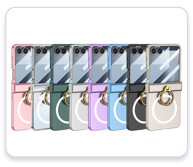 Compatible with Samsung Z Flip8 phone case, 7/6 wireless charging, magnetic swivel hinge, ring case, full-coverage folding protective case.