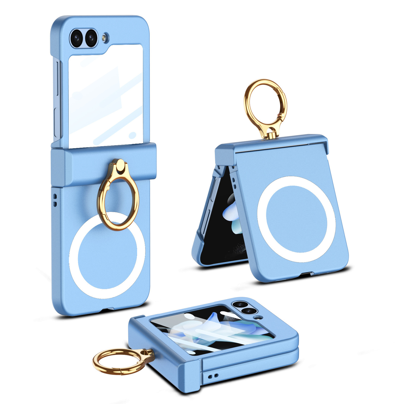 Compatible with Samsung Z Flip8 phone case, 7/6 wireless charging, magnetic swivel hinge, ring case, full-coverage folding protective case.
