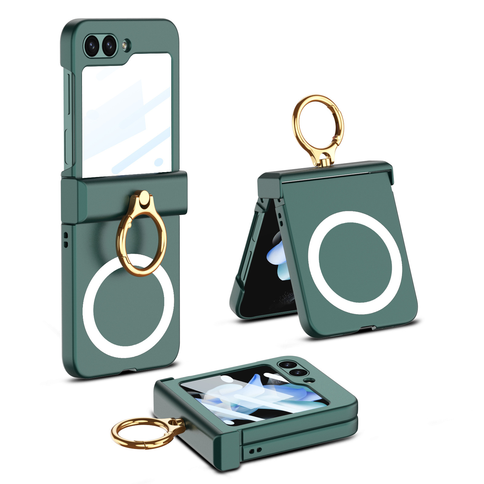 Compatible with Samsung Z Flip8 phone case, 7/6 wireless charging, magnetic swivel hinge, ring case, full-coverage folding protective case.