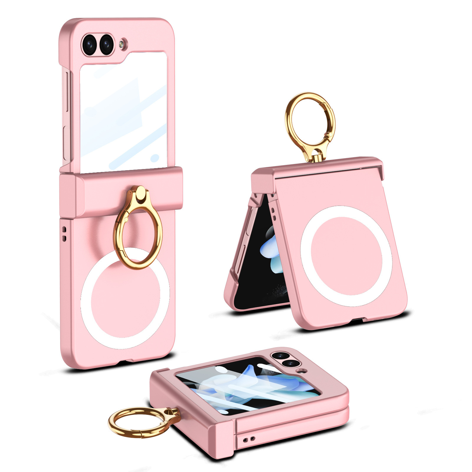Compatible with Samsung Z Flip8 phone case, 7/6 wireless charging, magnetic swivel hinge, ring case, full-coverage folding protective case.