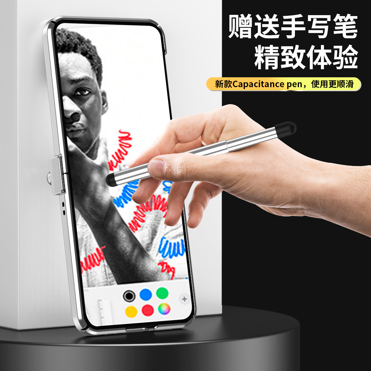 Compatible with Samsung Z Flip 6/5/4/3 phone cases, dual hinge, with S Pen stylus, electroplated leather protective case.