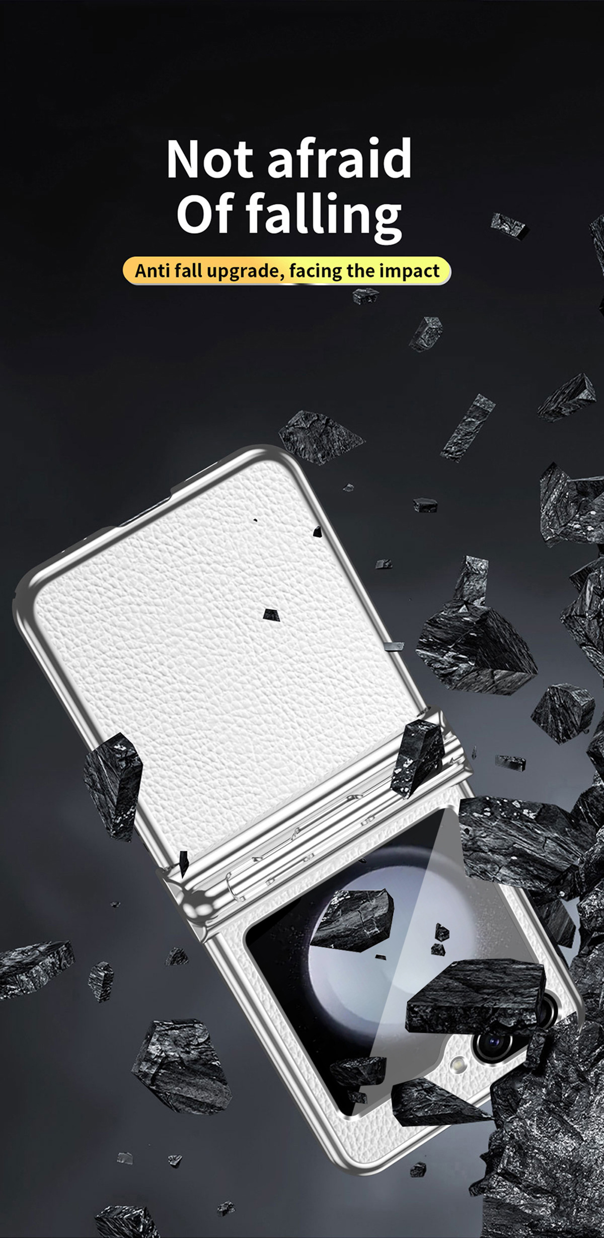 Compatible with Samsung Z Flip 6/5/4/3 phone cases, dual hinge, with S Pen stylus, electroplated leather protective case.