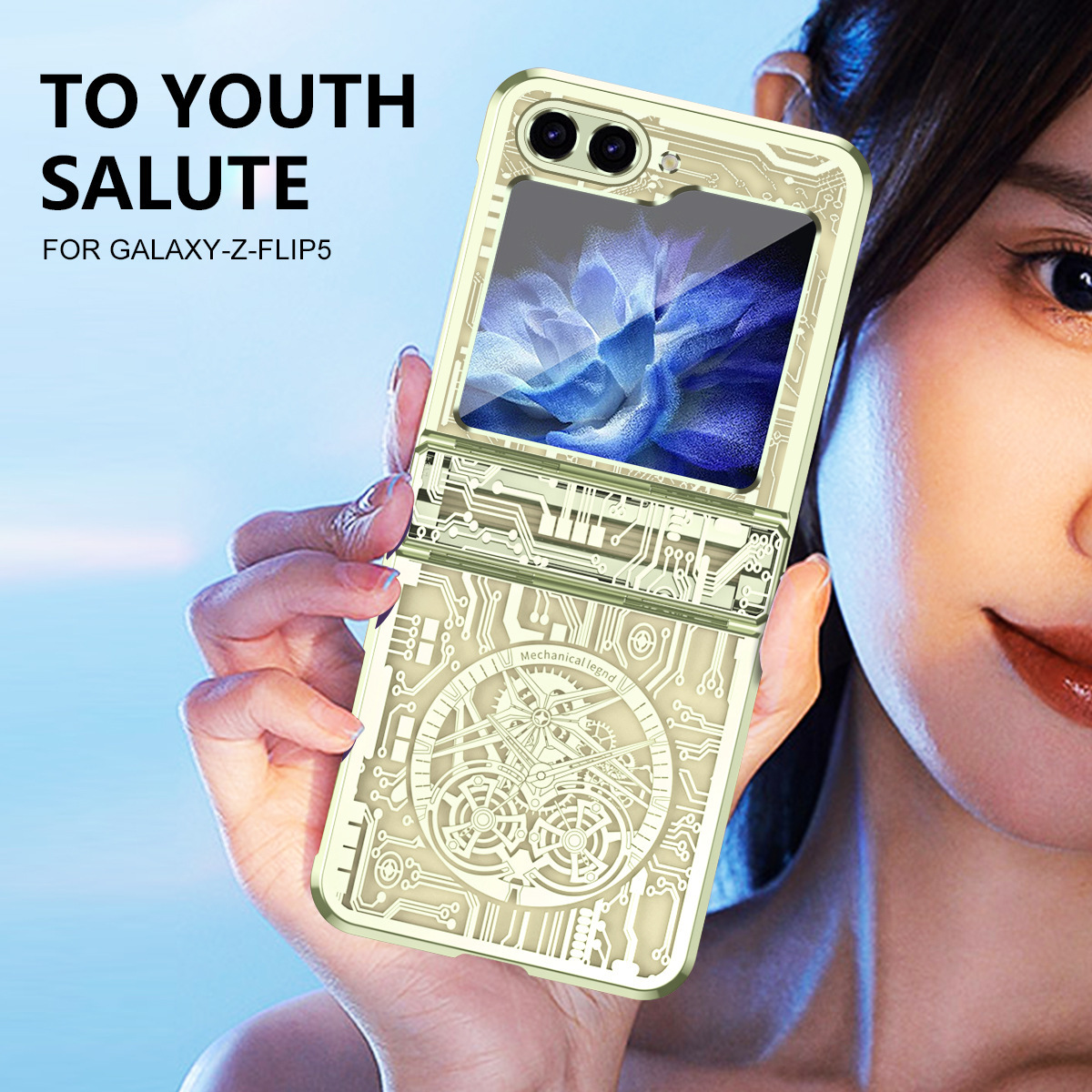 Compatible with Samsung Z Flip 7/6/5 phone case, foldable screen, 4/3 mechanical electroplated flat hinge, drop-proof protective case