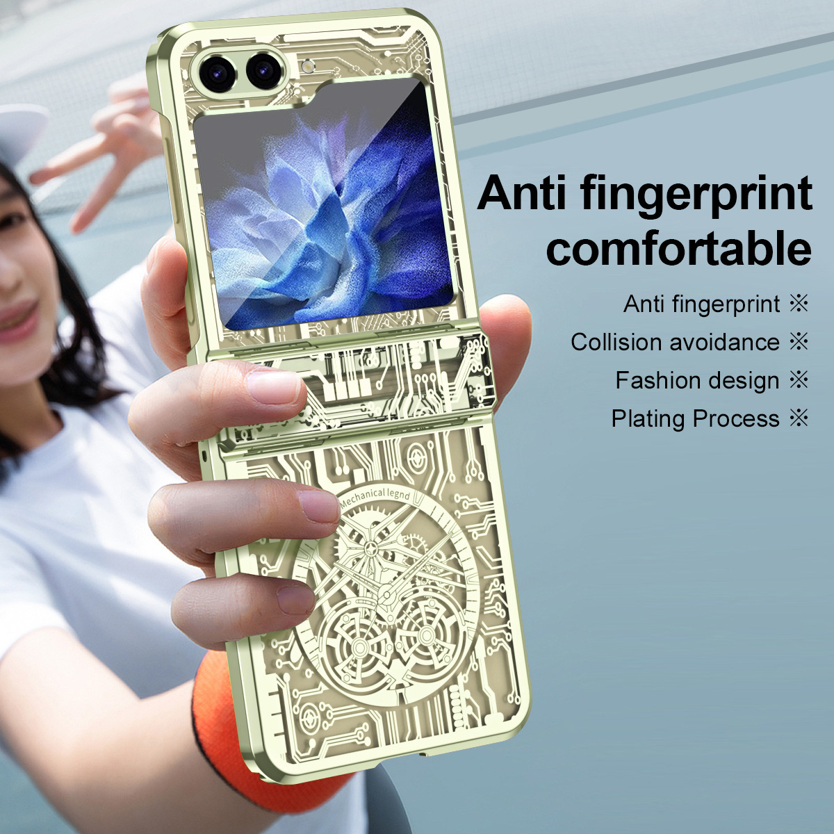Compatible with Samsung Z Flip 7/6/5 phone case, foldable screen, 4/3 mechanical electroplated flat hinge, drop-proof protective case