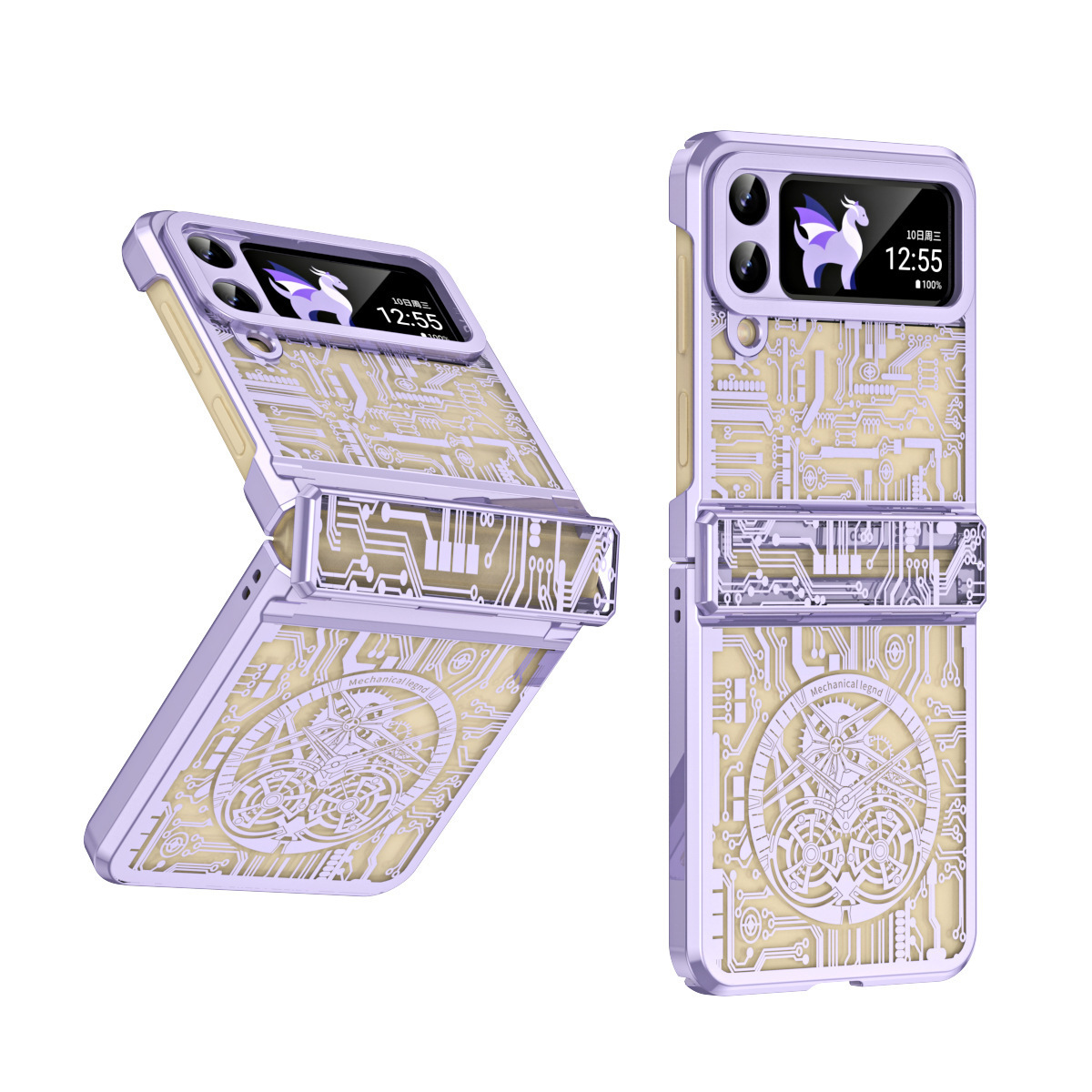 Compatible with Samsung Z Flip 7/6/5 phone case, foldable screen, 4/3 mechanical electroplated flat hinge, drop-proof protective case