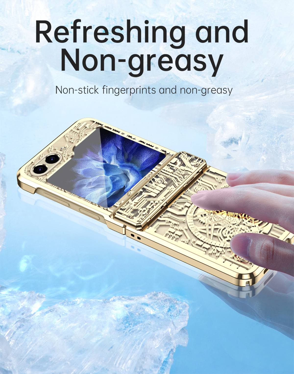Compatible with Samsung Z Flip 7/6/5 phone case, foldable screen, 4/3 mechanical electroplated flat hinge, drop-proof protective case