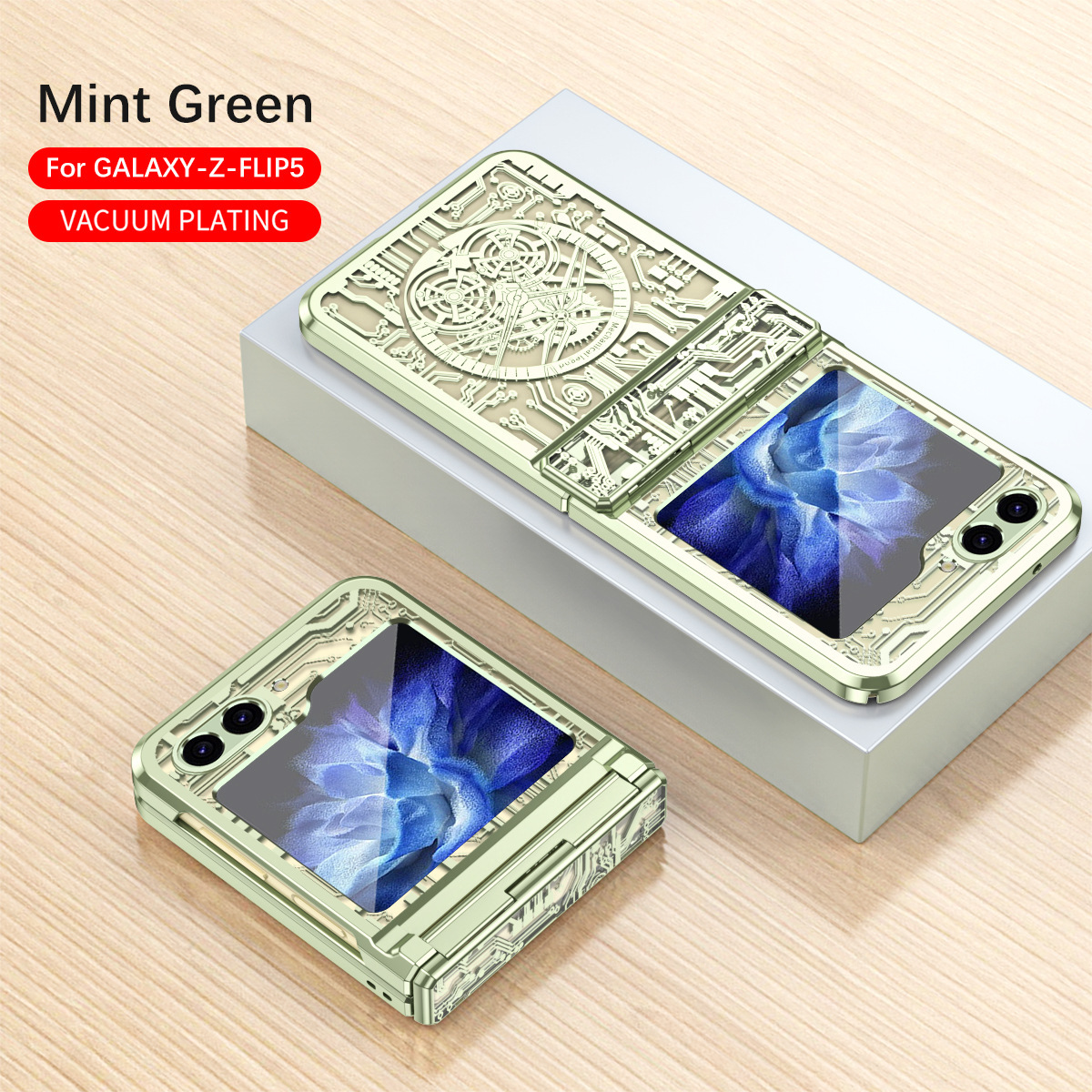 Compatible with Samsung Z Flip 7/6/5 phone case, foldable screen, 4/3 mechanical electroplated flat hinge, drop-proof protective case