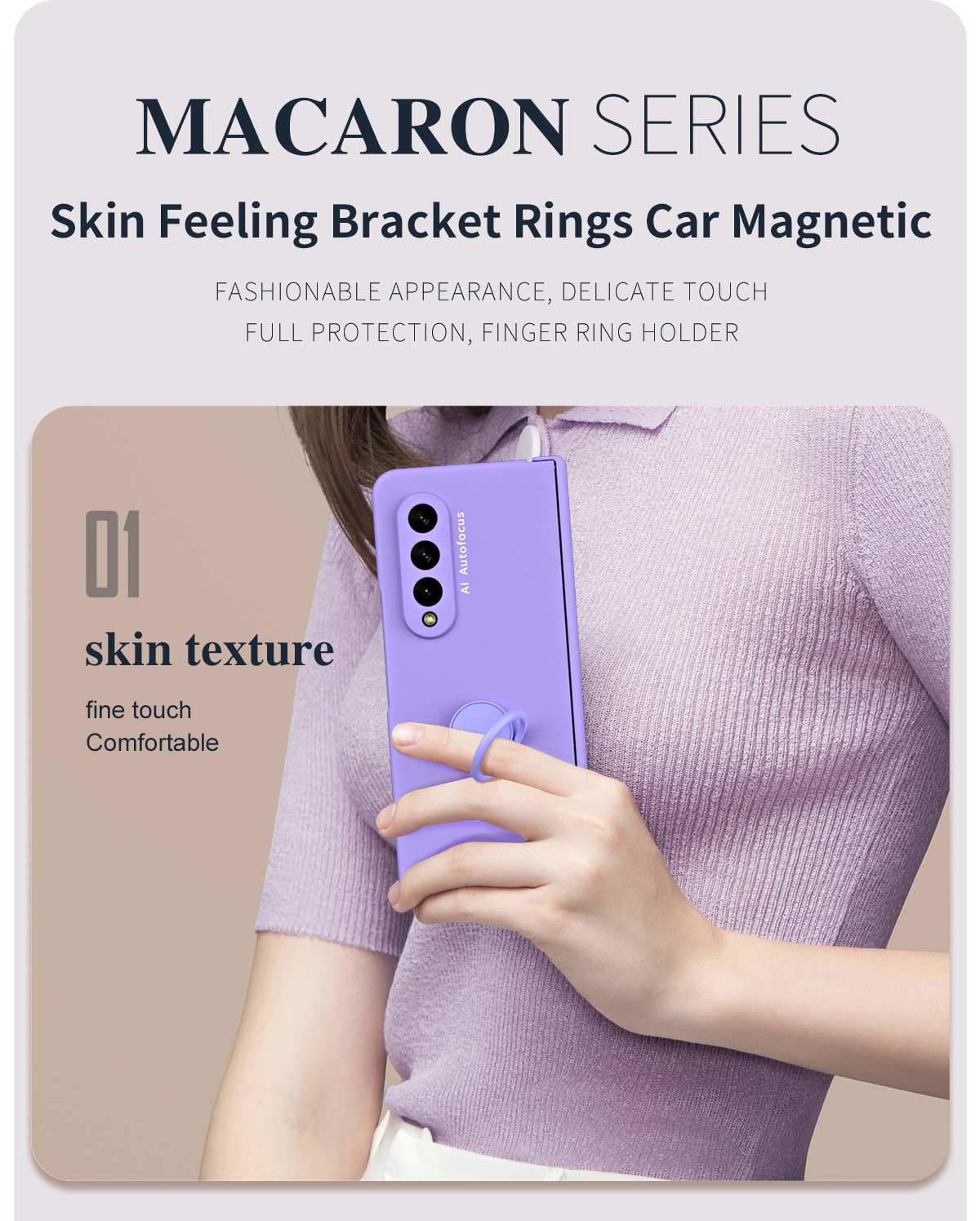 Compatible with Samsung Z Fold7/6/5 phone case, 4/3 ring holder hinge case, full-coverage drop-proof protective case.