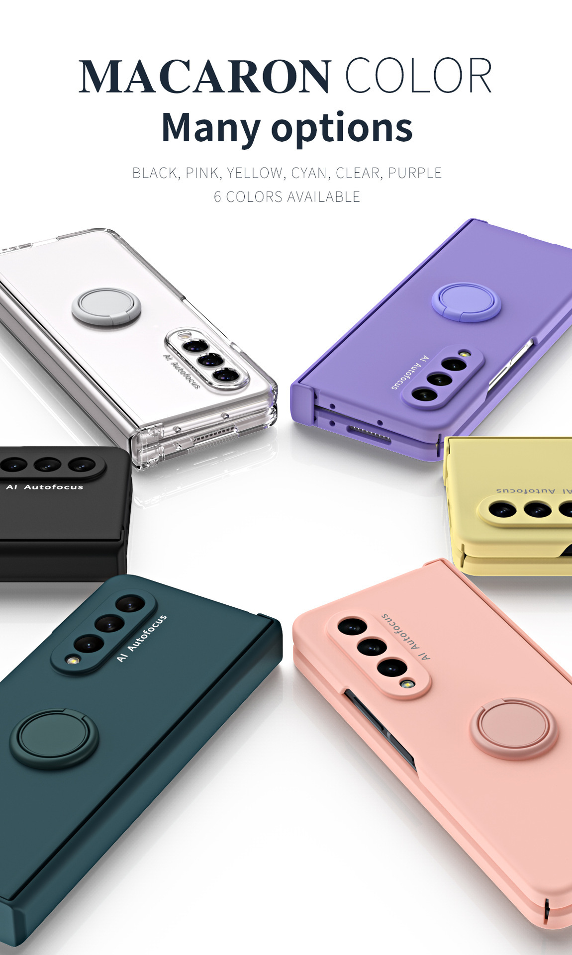 Compatible with Samsung Z Fold7/6/5 phone case, 4/3 ring holder hinge case, full-coverage drop-proof protective case.