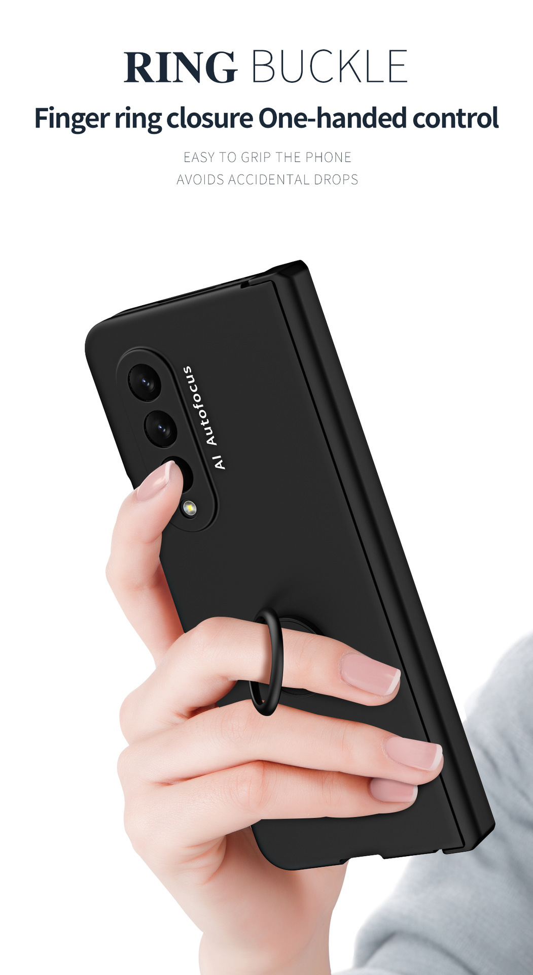 Compatible with Samsung Z Fold7/6/5 phone case, 4/3 ring holder hinge case, full-coverage drop-proof protective case.