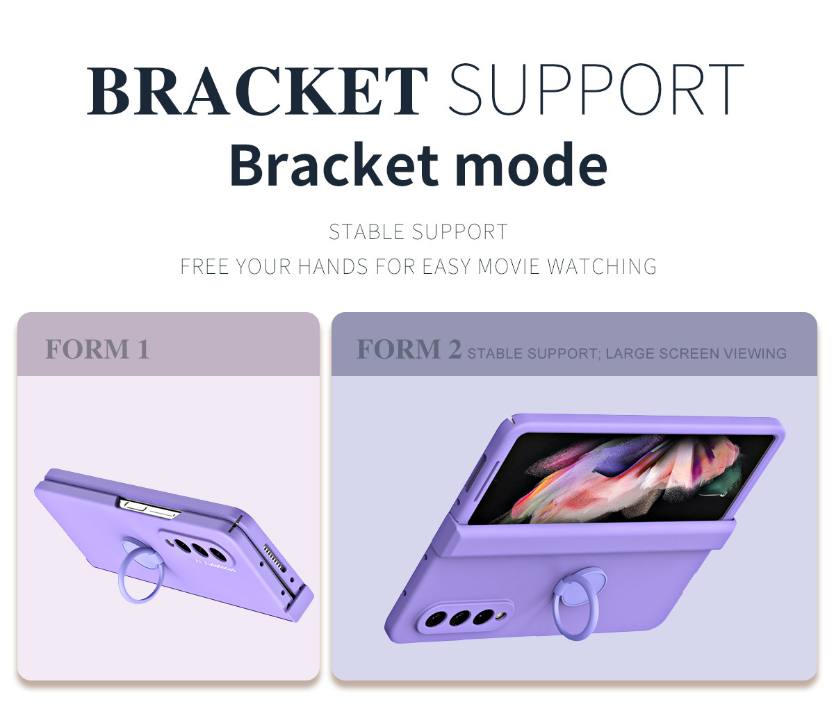 Compatible with Samsung Z Fold7/6/5 phone case, 4/3 ring holder hinge case, full-coverage drop-proof protective case.