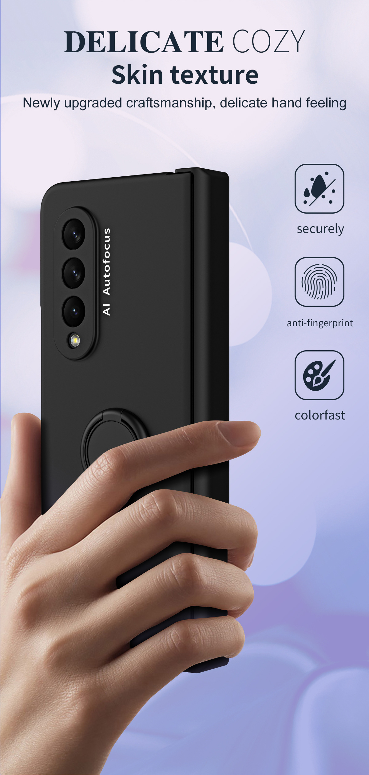 Compatible with Samsung Z Fold7/6/5 phone case, 4/3 ring holder hinge case, full-coverage drop-proof protective case.