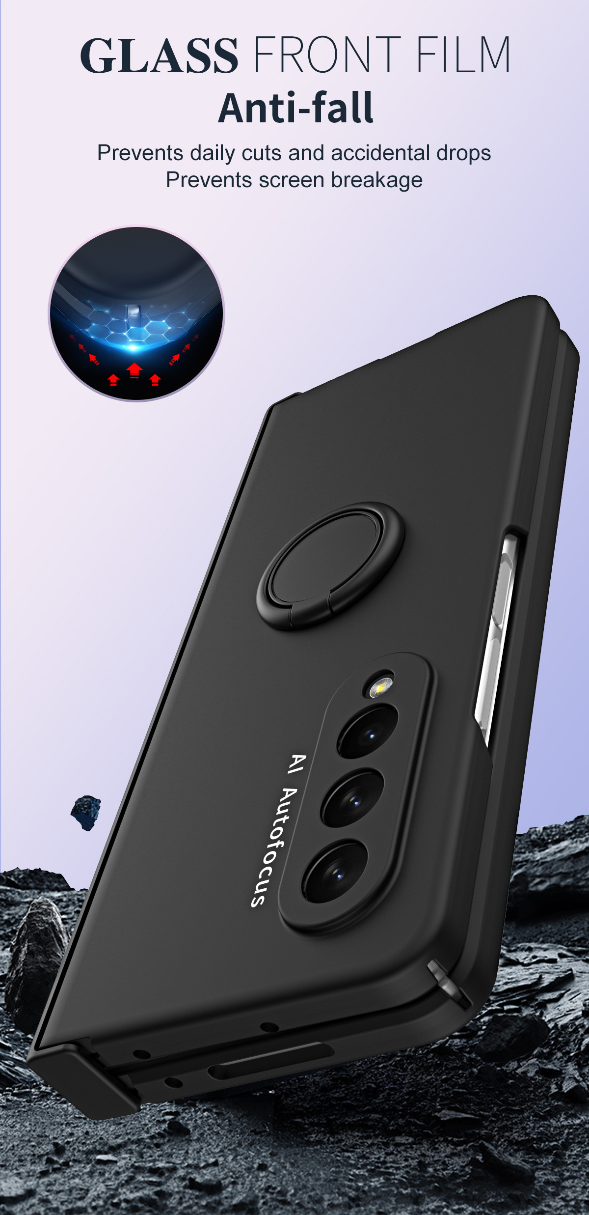Compatible with Samsung Z Fold7/6/5 phone case, 4/3 ring holder hinge case, full-coverage drop-proof protective case.