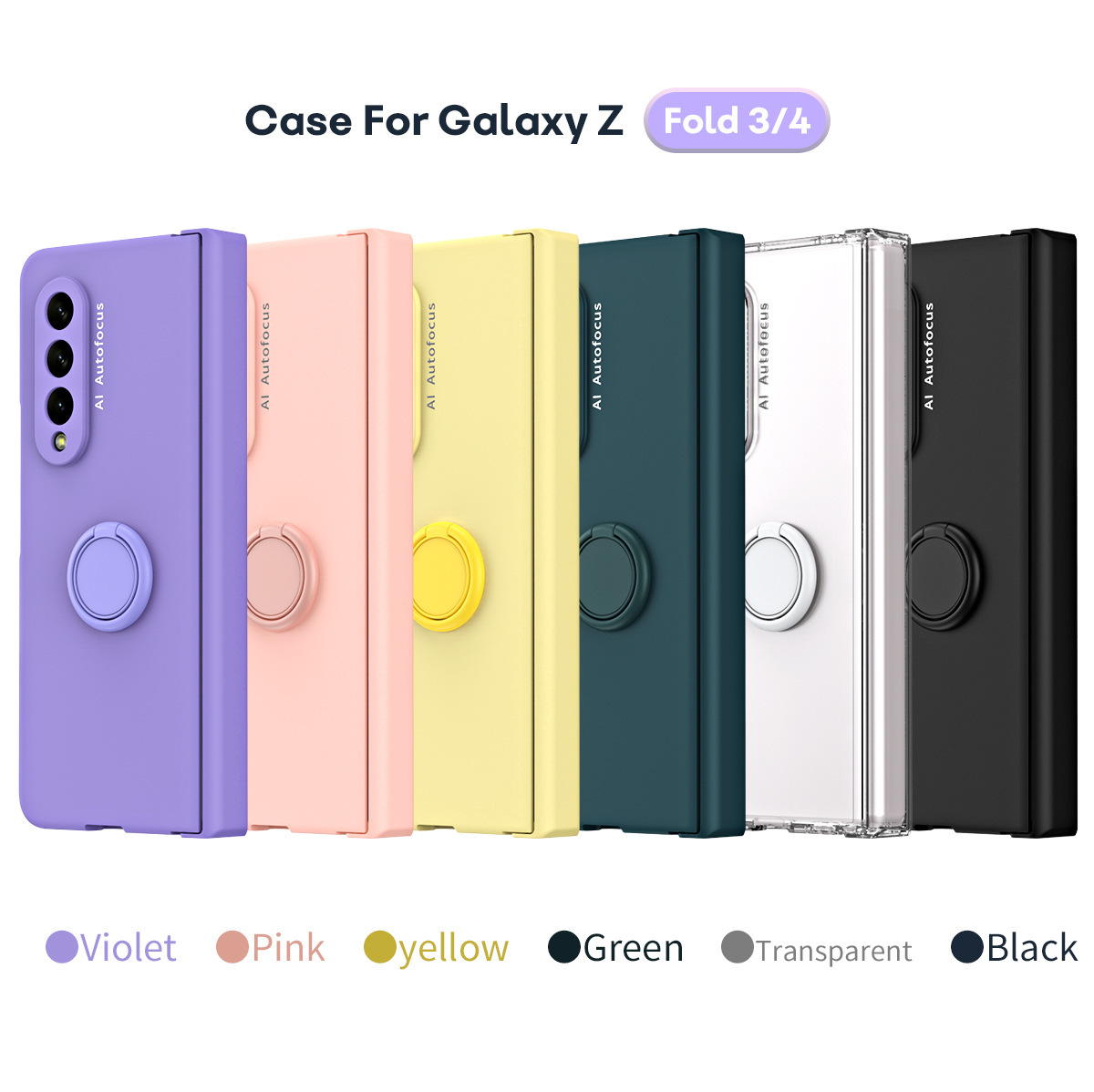 Compatible with Samsung Z Fold7/6/5 phone case, 4/3 ring holder hinge case, full-coverage drop-proof protective case.