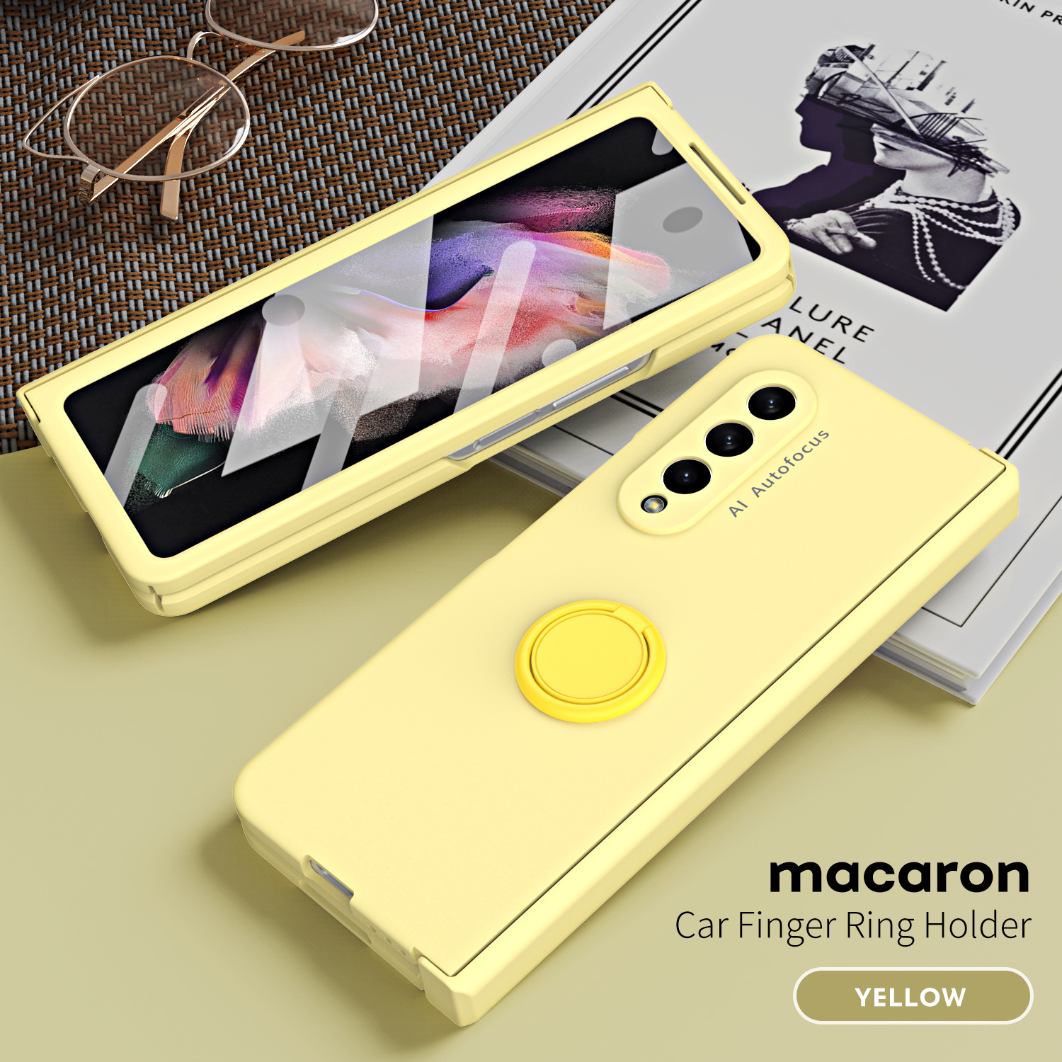 Compatible with Samsung Z Fold7/6/5 phone case, 4/3 ring holder hinge case, full-coverage drop-proof protective case.