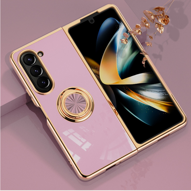 Compatible with Samsung Z Fold8U phone case, 7/6 electroplated ring holder, car magnetic 5/4 folding screen protective case