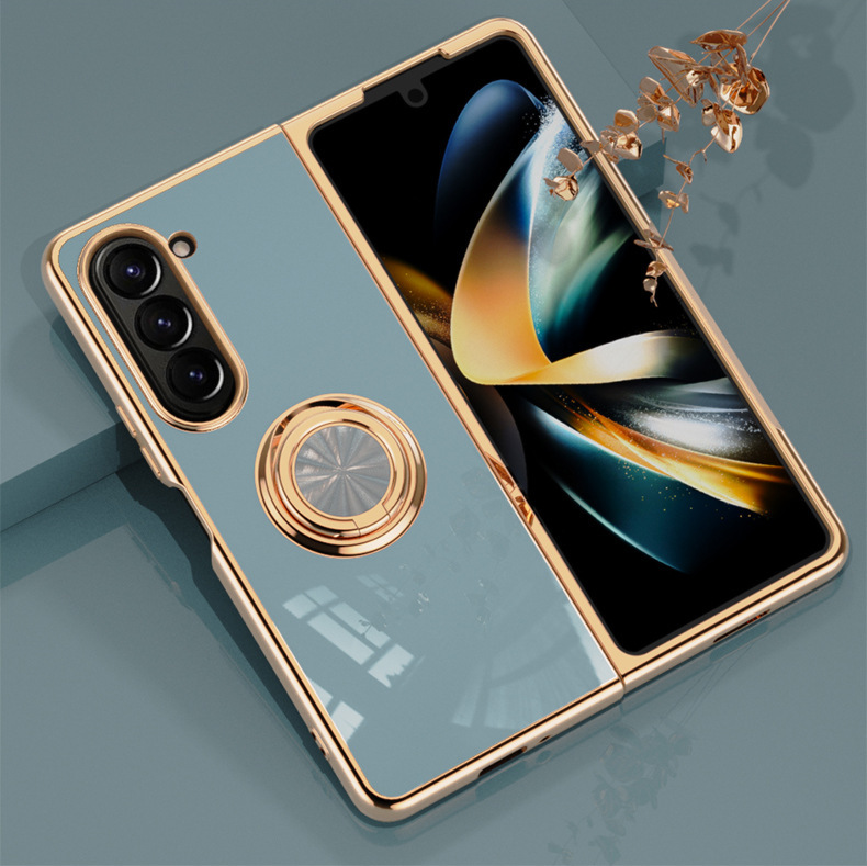 Compatible with Samsung Z Fold8U phone case, 7/6 electroplated ring holder, car magnetic 5/4 folding screen protective case