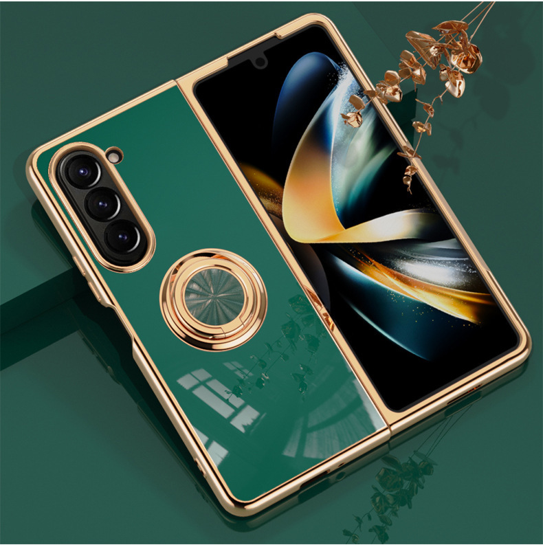 Compatible with Samsung Z Fold8U phone case, 7/6 electroplated ring holder, car magnetic 5/4 folding screen protective case