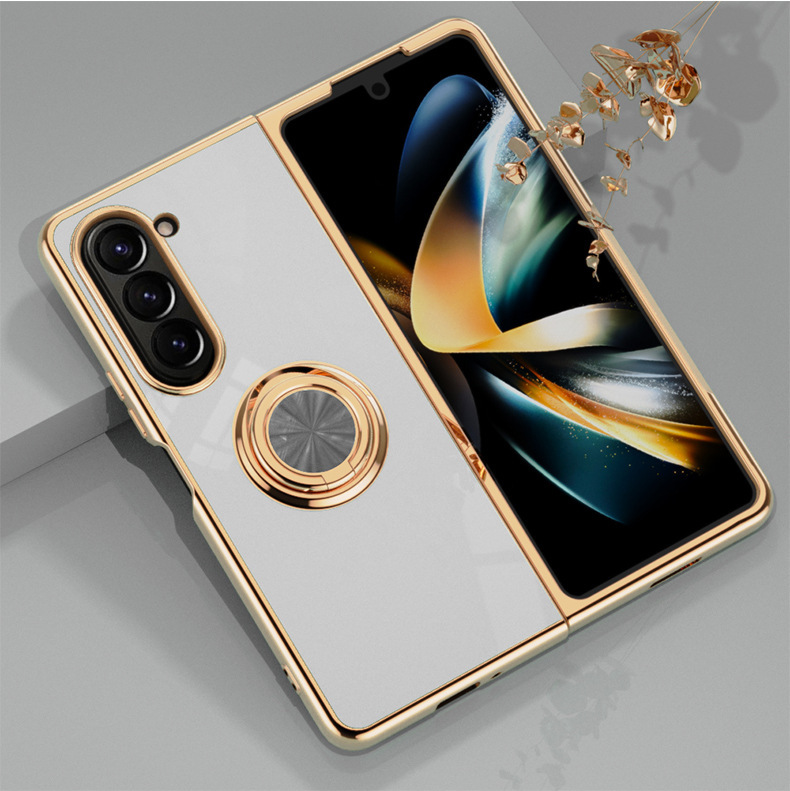 Compatible with Samsung Z Fold8U phone case, 7/6 electroplated ring holder, car magnetic 5/4 folding screen protective case
