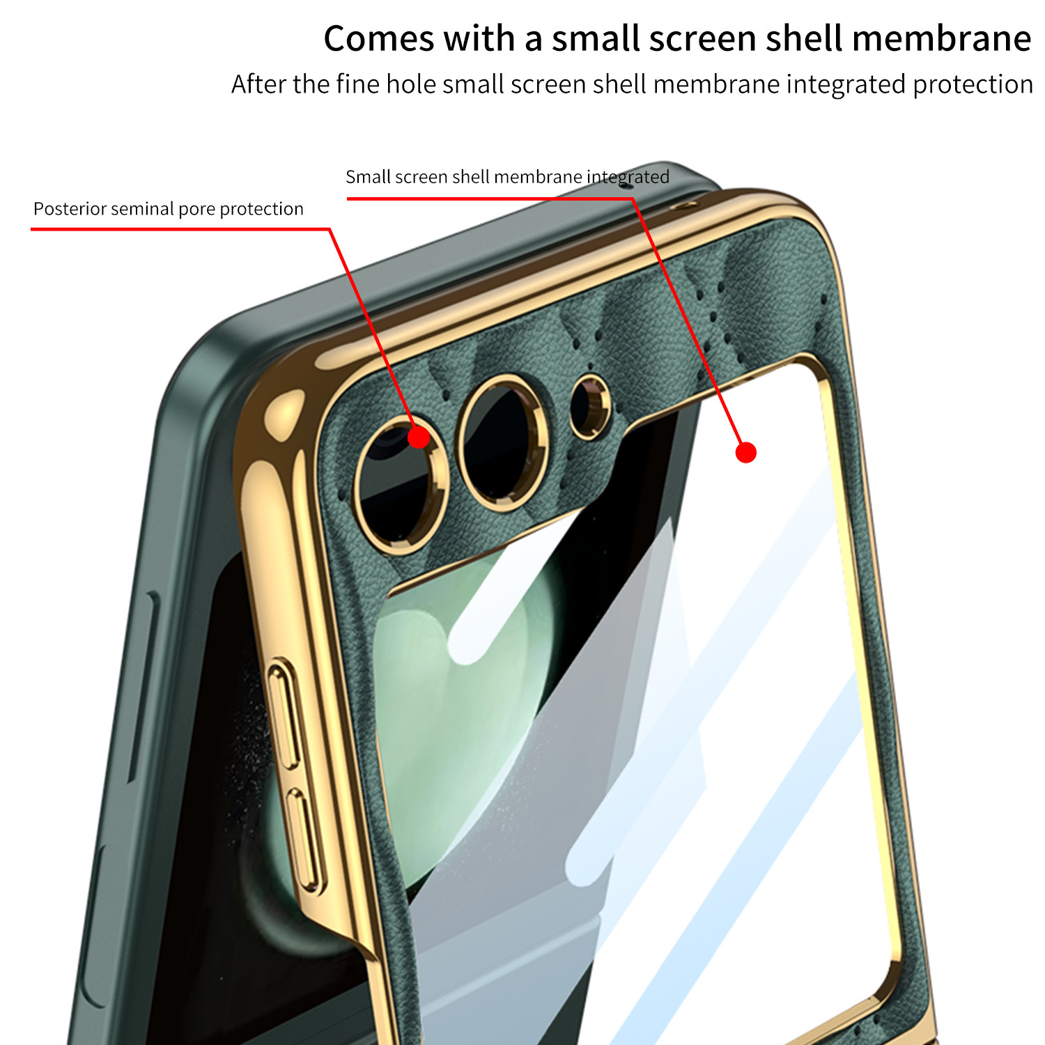 Compatible Samsung Z Flip 6/5 phone case, electroplated leather, diamond pattern, Chanel-style ring case, full-coverage protective case.