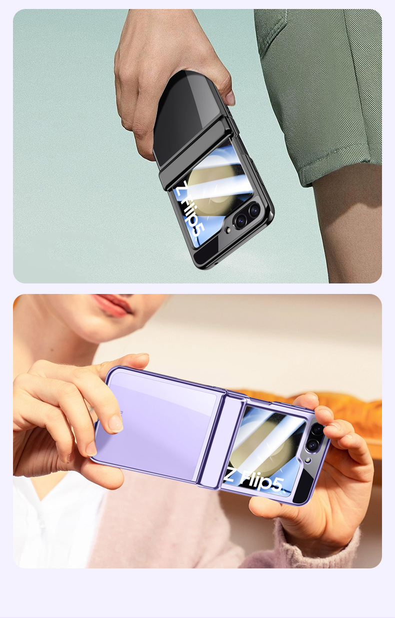 Compatible with Samsung Z Flip 7/6/5 phone case, electroplated phantom spring hinge case, full-coverage drop-proof protective case.