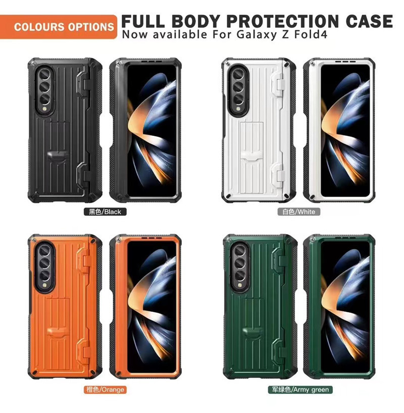 Compatible with Samsung ZFold5/4/3 phone case, hidden stand, pen slot case, full coverage foldable screen, drop-proof protective case