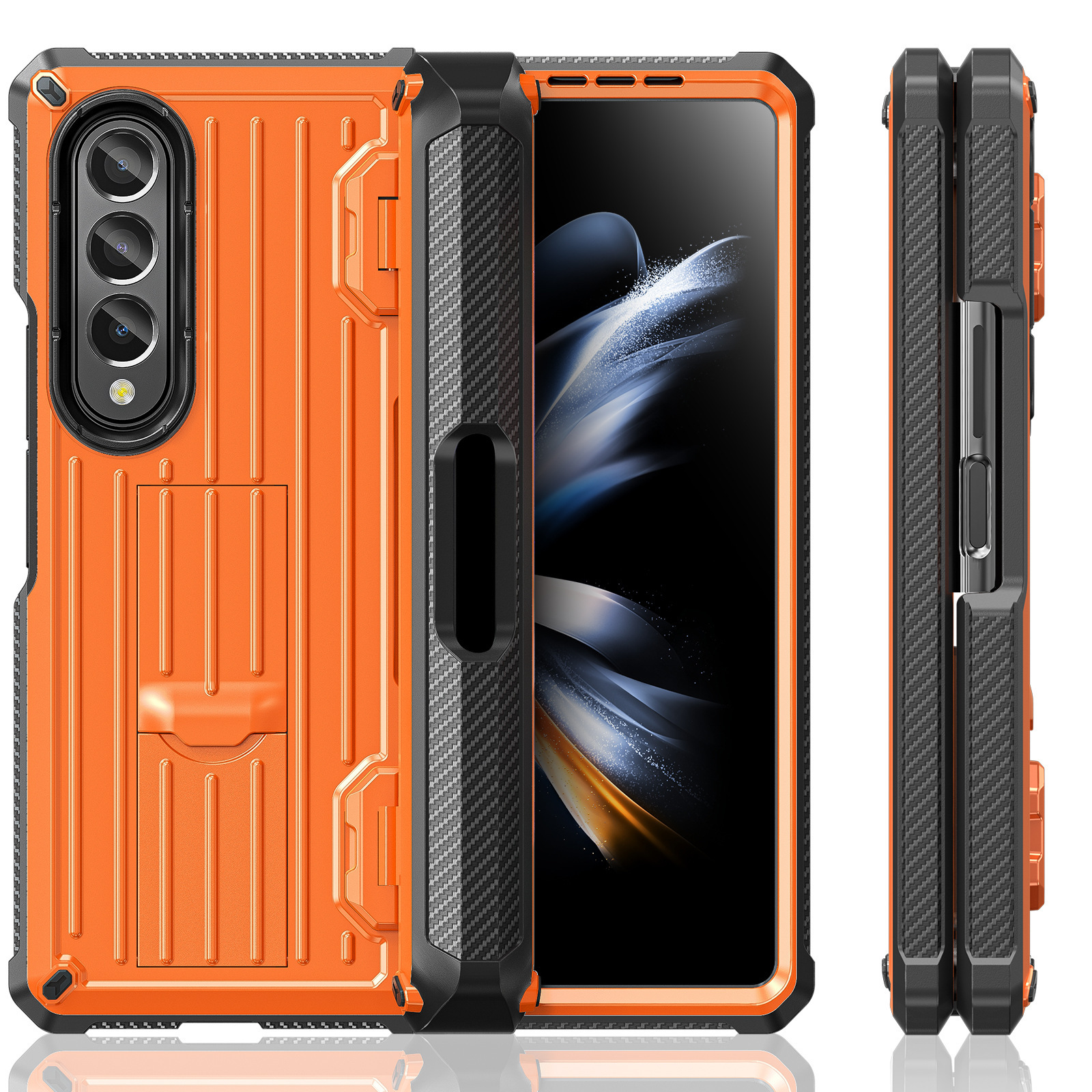 Compatible with Samsung ZFold5/4/3 phone case, hidden stand, pen slot case, full coverage foldable screen, drop-proof protective case
