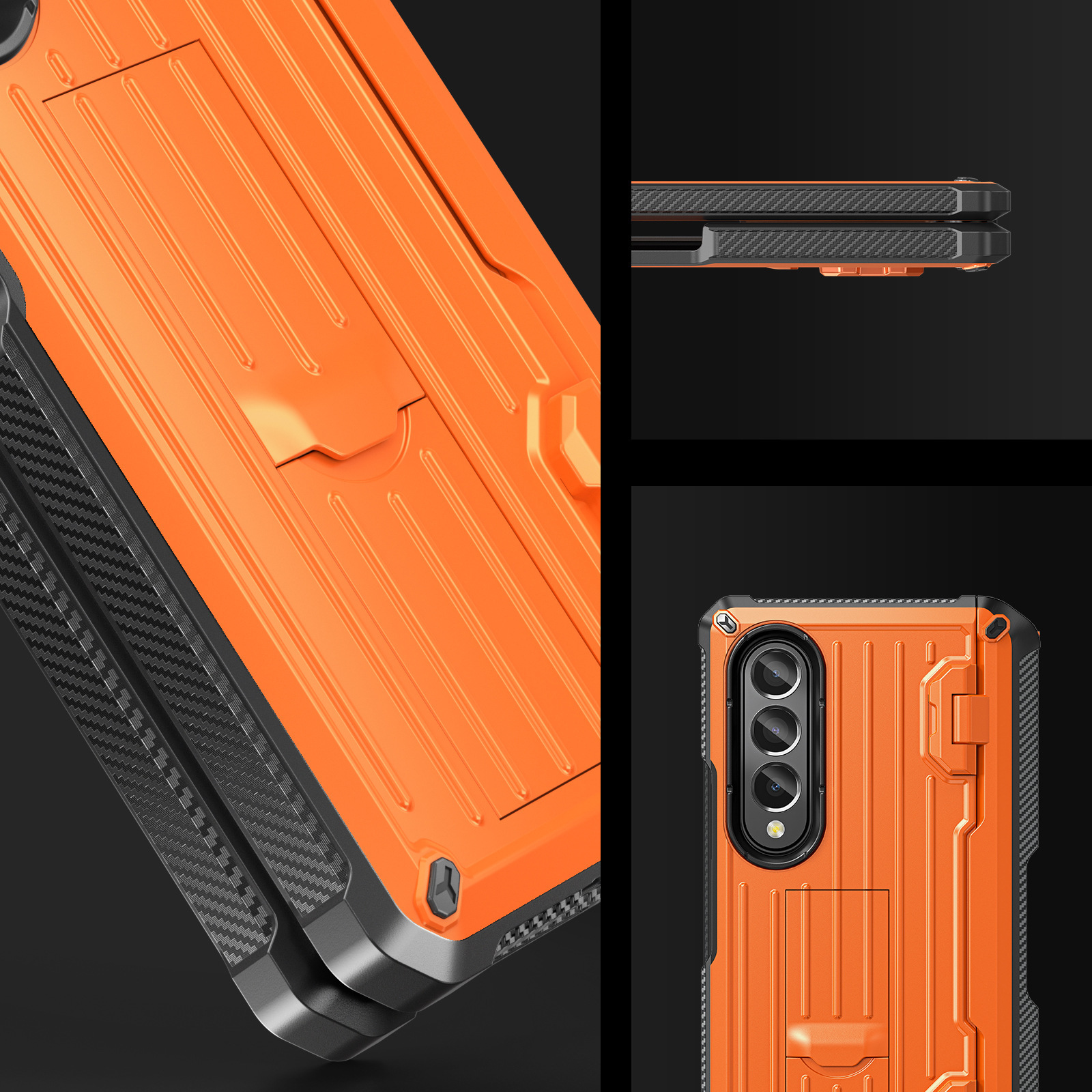 Compatible with Samsung ZFold5/4/3 phone case, hidden stand, pen slot case, full coverage foldable screen, drop-proof protective case