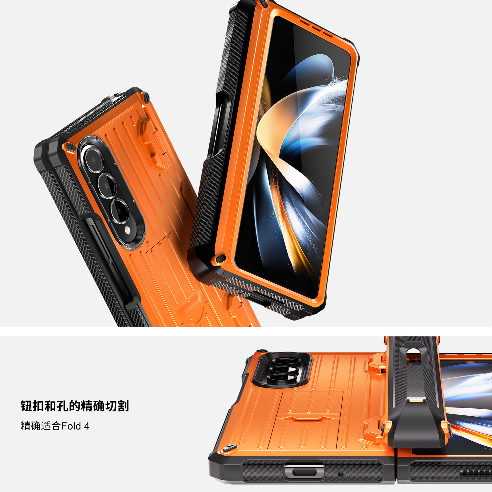 Compatible with Samsung ZFold5/4/3 phone case, hidden stand, pen slot case, full coverage foldable screen, drop-proof protective case
