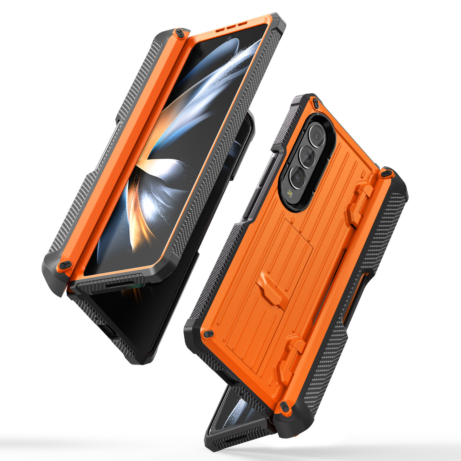 Compatible with Samsung ZFold5/4/3 phone case, hidden stand, pen slot case, full coverage foldable screen, drop-proof protective case