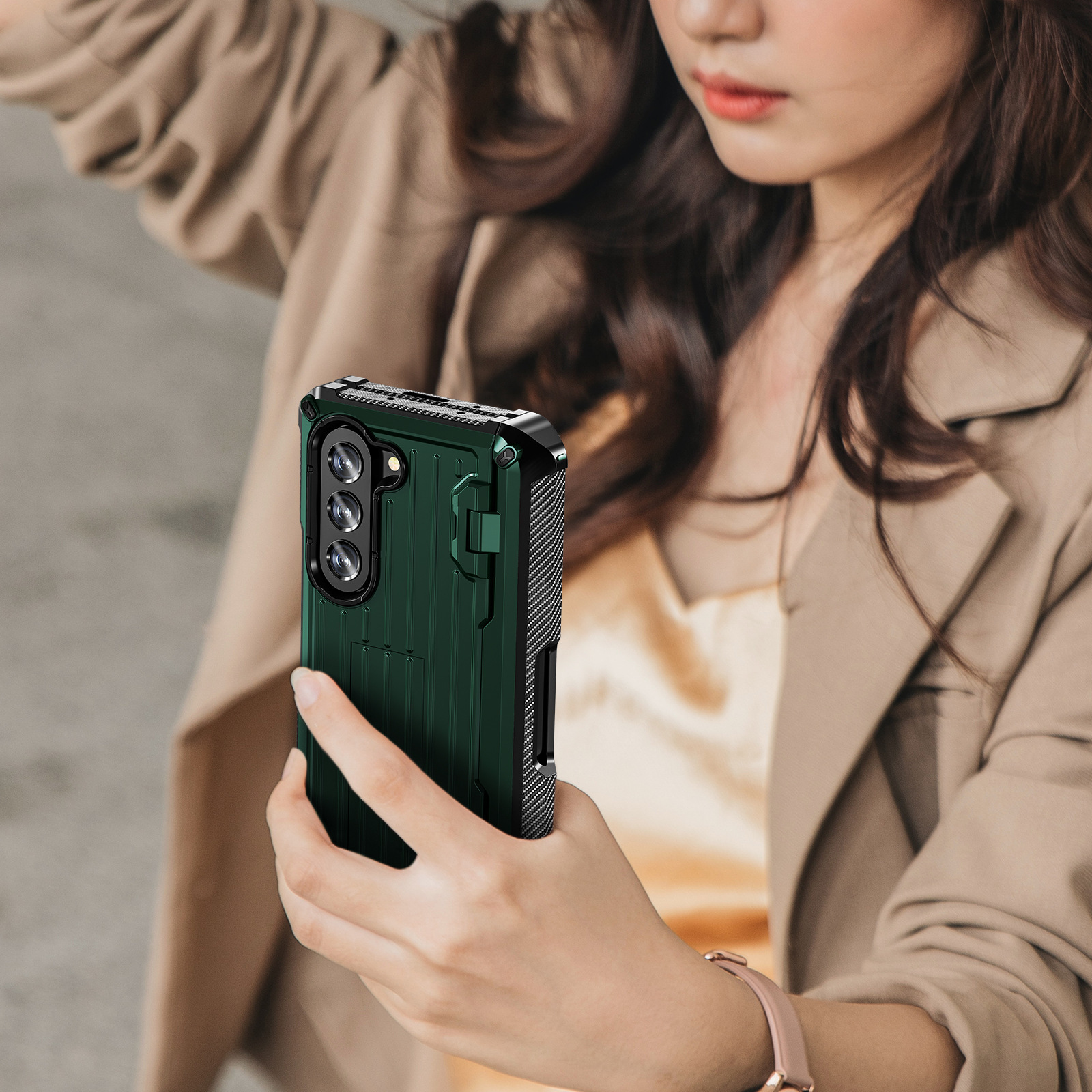 Compatible with Samsung ZFold5/4/3 phone case, hidden stand, pen slot case, full coverage foldable screen, drop-proof protective case